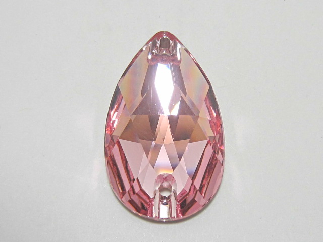 4pcs. PEAR 28X17mm LIGHT ROSE SEW ON FLATBACK STAR BRIGHT Rhinestones